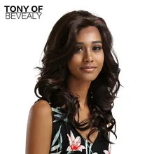 Волнистые парики средней длины из термостойкого волокна темно-коричневого цвета для черных женщин АФРО Синтетические вечерние парики на кружеве