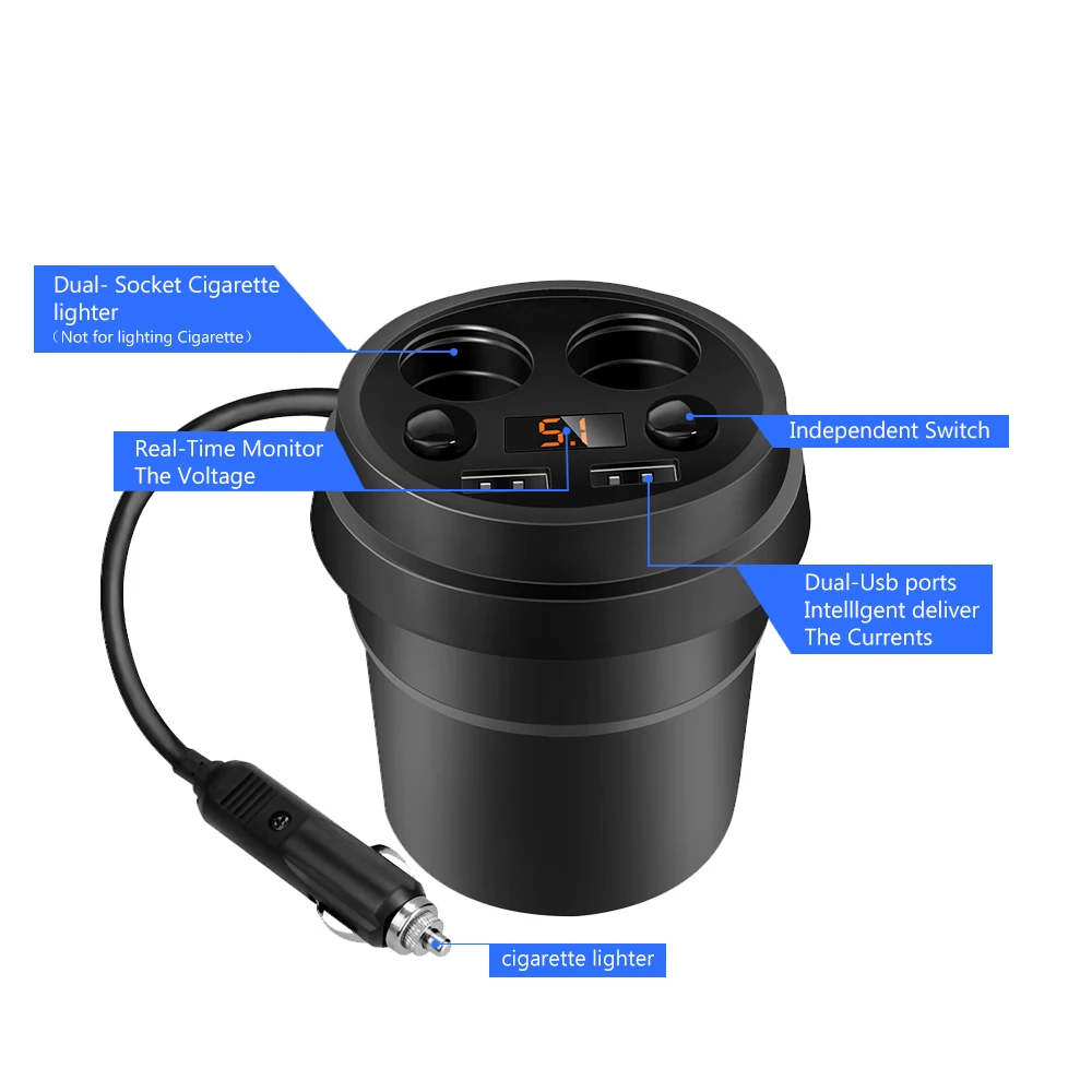 Автомобильное зарядное устройство 2 USB DC/5 V 3.1A чашка питания адаптер прикуриватель разветвитель зарядное устройство для мобильного телефона s с напряжением светодиодный дисплей