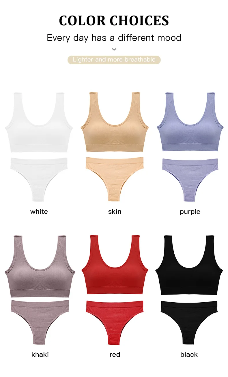 cute underwear sets Underwear Sets Women Bras Set Sexy Bralette Tank Tops Female Underwear Lingerie Ribbed Tops Seamless WireFree Bra and Sexy Panty lace bra panty set