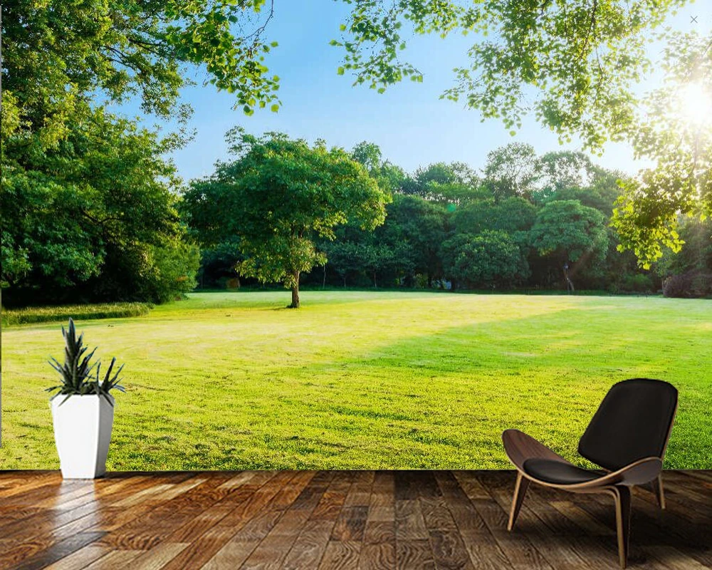 Papelデparedeサニー森と草の自然風景3d壁紙壁画 リビングルームのテレビの壁寝室の壁紙家の装飾 壁紙 Aliexpress