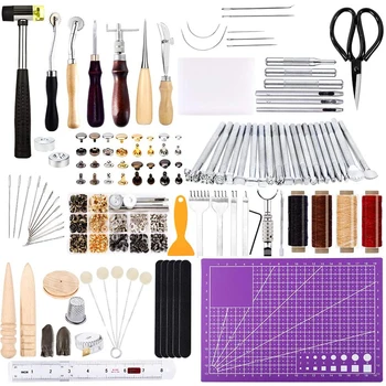 

LMDZ 183Pcs Leather kit,Leathercraft Working Tool Kit with Saddle Making Tools Set,Leather Hammer for Leather Working
