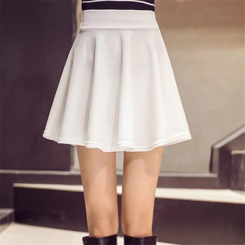 VIIANLES/мини плиссированная юбка, большие размеры, женские шорты, юбки, однотонная мода, высокая талия, Повседневная Корейская короткая юбка-солнце для девочек 4XL 5XL