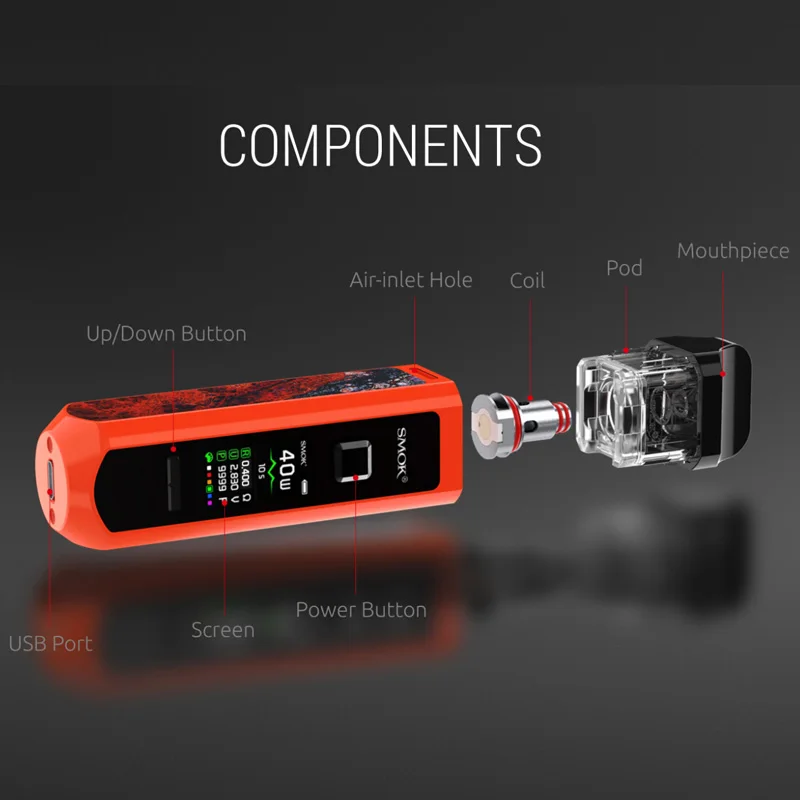 Новейший Smok RPM40 pod Комплект 1500 мАч vape мод 4 3 мл/4 5 мл fit nord катушки 0 001 S быстрая