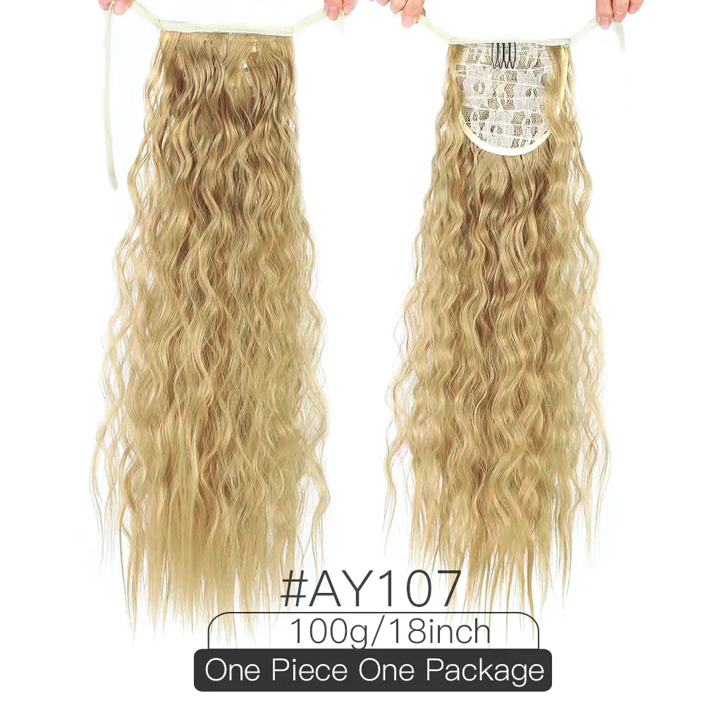 AY107 AIYEE1" 22" кудрявый прямой синтетический конский хвост для наращивания на клипсах конский хвост натуральные волосы для наращивания термостойкие волосы - Цвет: AY107