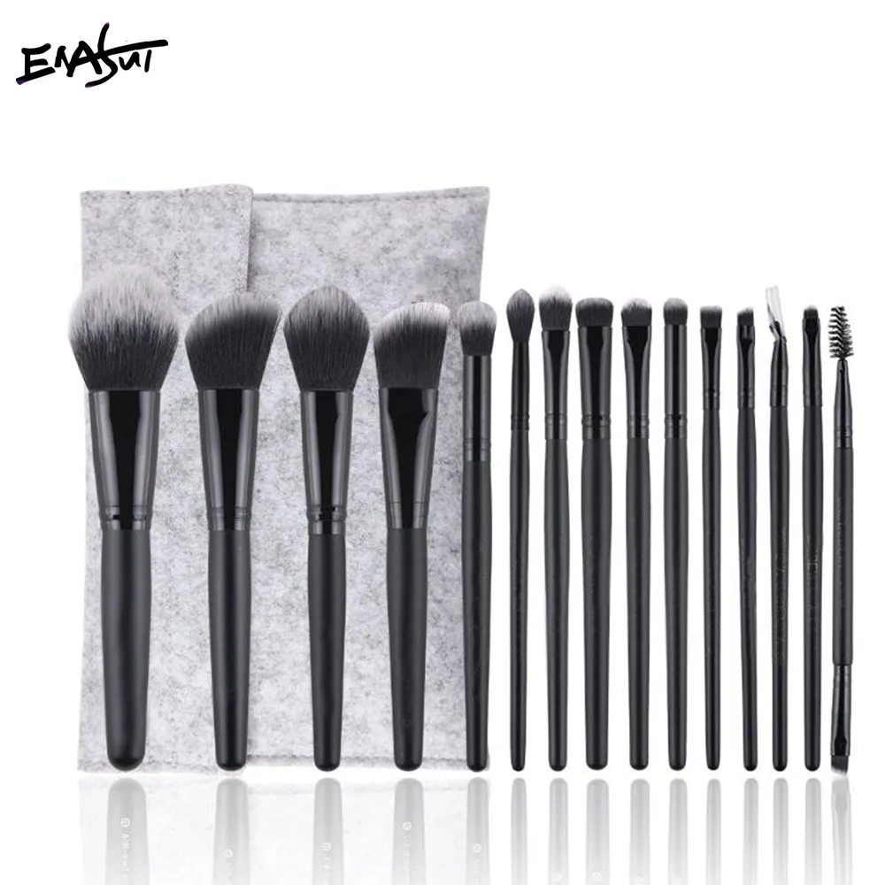 Enasui 15 pcs/set Black Makeup Brushes Professional Facial Blush Foundation Blending Contour Powder Brush Cosmetics |