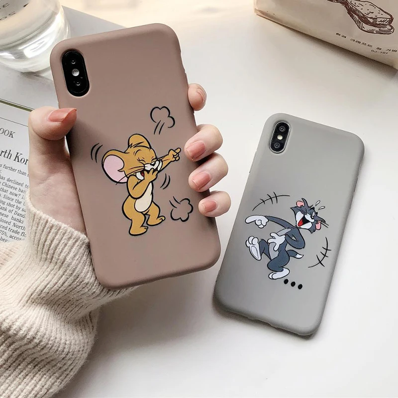 Funny Cartoon Cat and Mouse Phone Case For Samsung Galaxy S10 S9 S8 S7 S6 Plus Lite edge Soft Silicone Cover Coque Tom Jerry |