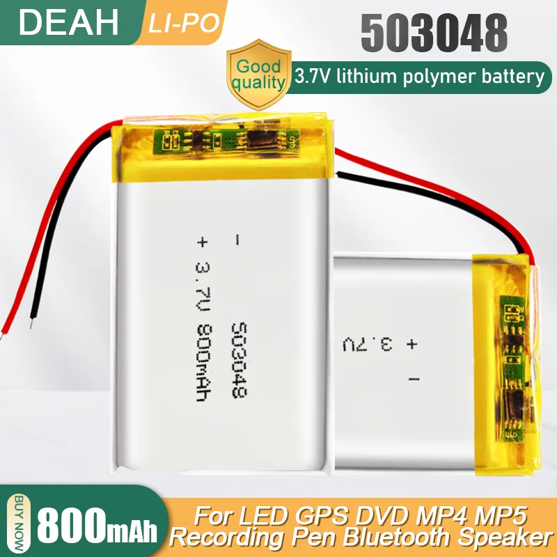 503048 053048 3.7V 800mAh Rechargeable Lithium Polymer Battery For MP3 MP4 GPS Driving Recorder Bluetooth Headset Li ion Cell |