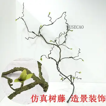 

fang zhen hua teng Decoration Rose-Tree Rattan Dry Vine Landscaping Fake Green Vegetation Foaming Green Leaf Rattan