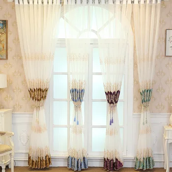 

Curtains for Living Room Multi-color European Velvet Embroidery Window Tulle Curtains for Bedroom Balcony Yarn