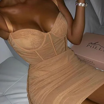 

clothing OWLPRINCESS 2020 Autumn New Wrap-around Sling Hollow Mesh Dress