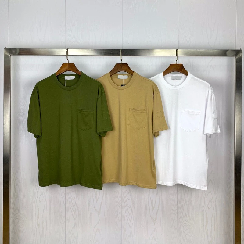 

2020 New Collection Compass Logo Embroidery Tees Men Women Chest Pocket T-Shirt Summer New Style T Shirt Men