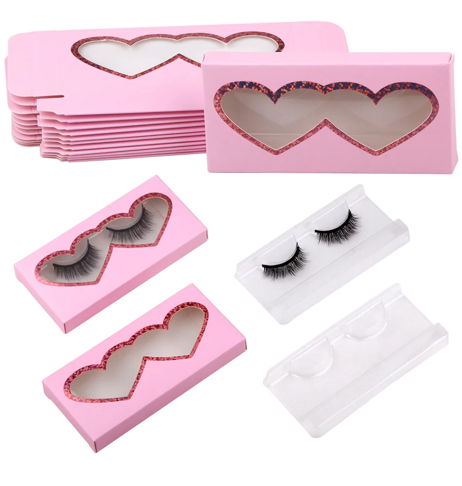 Wholesale 50/100Pcs Lash Boxes Packaging Empty Carton Paper Packing Box 25mm Long Eyelash Packaging Lash Boxes cases With Tray