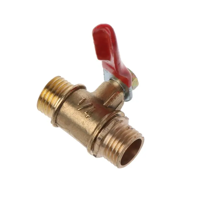 1/4" Ball Male to Male Pipe BSP Brass Ball Barb Hose Metal with Red Lever Handle