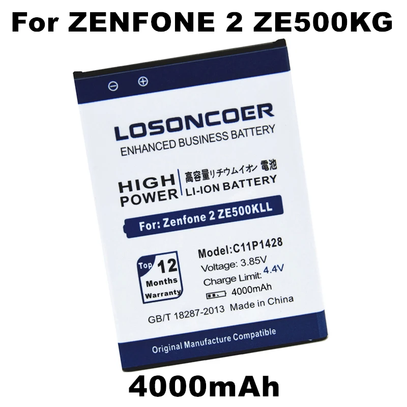 

LOSONCOER 4000mAh 100% New C11P1428 B11P1428 Battery For Asus Zenfone 2 ZenFone2 Laser 5" ZE500KL ZE500KG Z00ED Phone Batteries