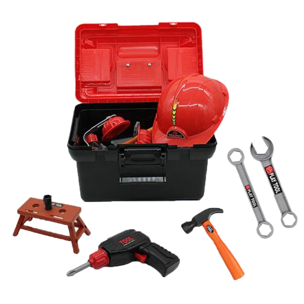 42pcs Kids Tool Box for Kids Pretend Play - Construction Workshop Toolbox STEM Building Toys with Realistic Tools and Drill
