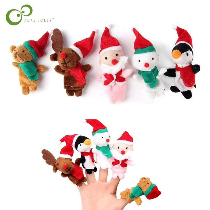 5 шт./компл. Санта Палец Кукольный наряд для родителей детская игра плюшевая игрушка кукла-наперсток, пальчиковая кукла рождественский подарок LXX