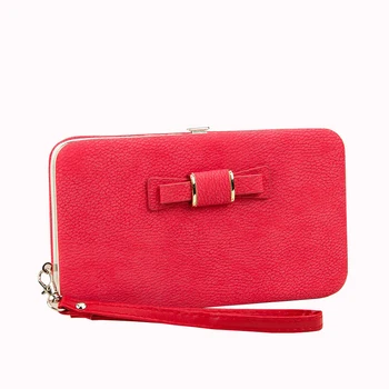 

New Design Fresh Candy Color Women Storage Long Wallet Bowknot Money Purse Coin Cellphone Clutch Bag Card Holder Pocket Box
