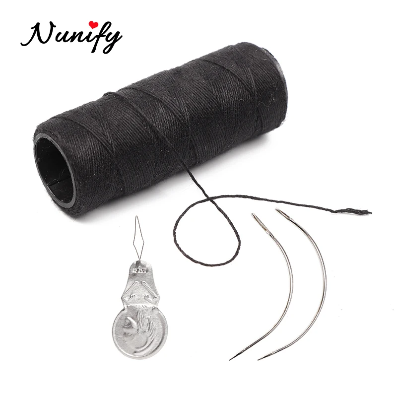 Lace Wig Needles 4Pcs/Set Cotton Black Thread C-Curve Wig Needle for Wig Styling