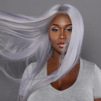 

Lace Front Silver Gray Human Hair Wigs Silky Straight Virgin Hair Full Lace Wigs for Women Transaprent Lace Gray Hair Wigs