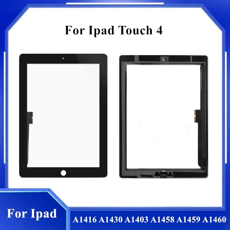 

White/Black For IPAD 4 Digitizer Touch Screen Front Glass Display Assembly Includes Home Button and flex/Camera Holder