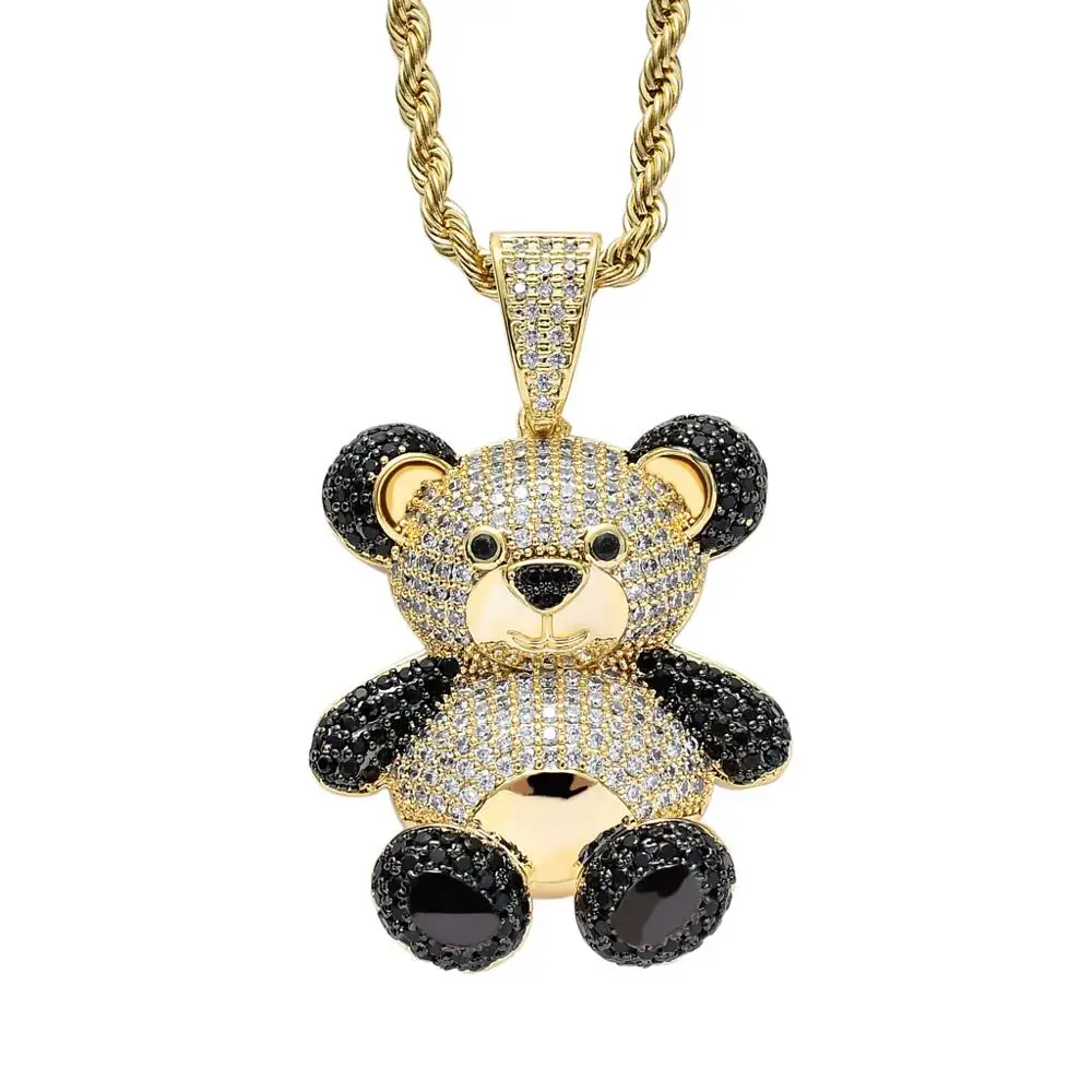 Hip Hop Crystal Teddy Bear Pendant 