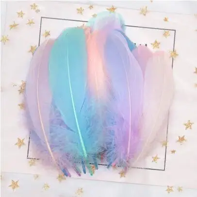 Warm mix 50pcs Разноцветные Шлейфы Лебедь Feathers10-15cm гусиное перо сценический шлейф Ловец снов промытый гусиный пух пушистый шлейф для свадьбы 50 шт - Цвет: Warm mix 50pcs