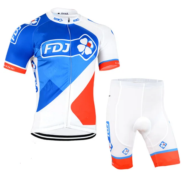 FDJ ciclismo jersey equipo ropa pantalones cortos de secado raspido conjunto con ciclo de verano ropa de bicicleta transpira