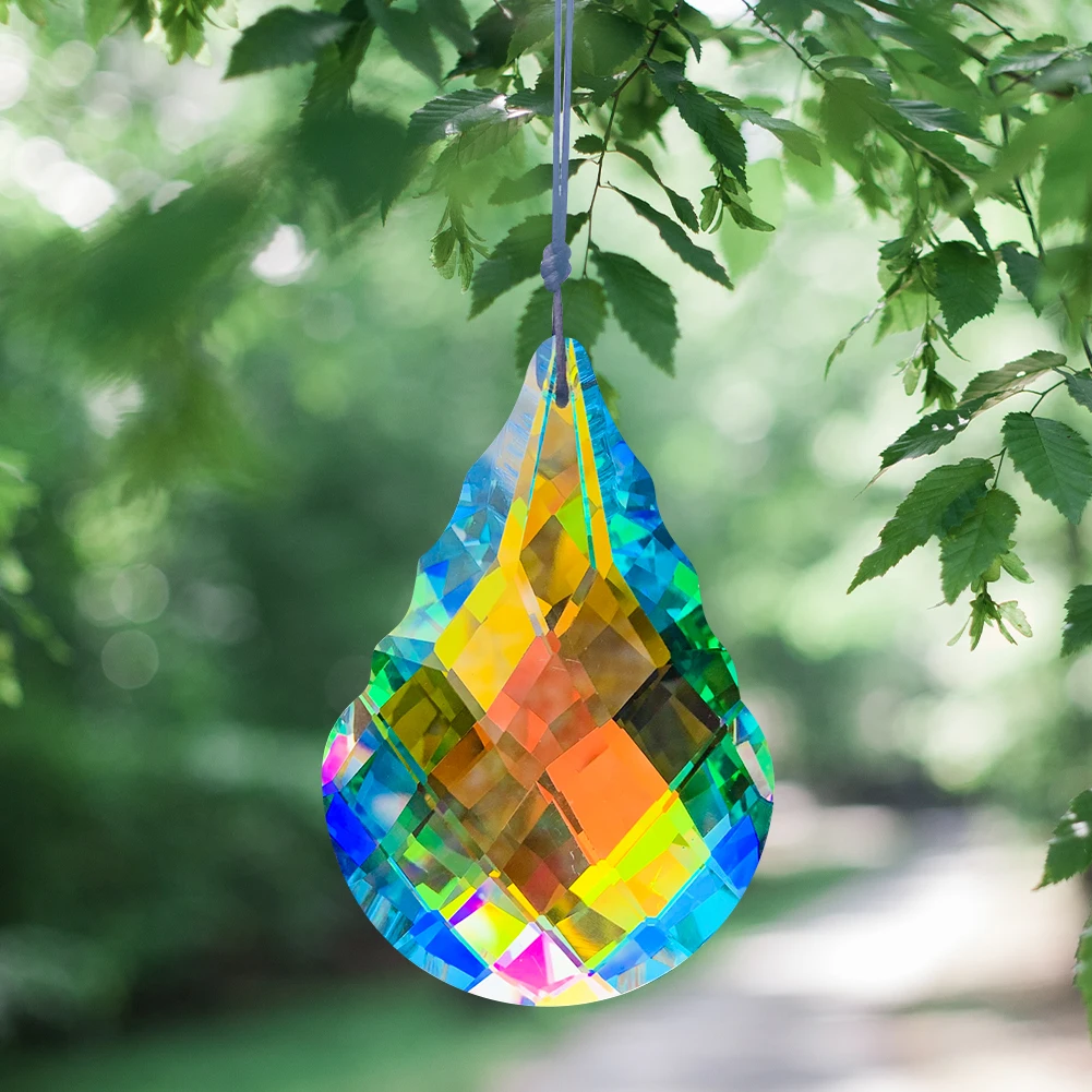 90MM Chandelier Crystals Prism AB Color Gourd Lucky Light Feng Shui Suncatcher Hanging Drops Rainbow Crystal Home Garden Decor