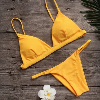 

2019 Women Micro Bikini set Push Up Swimwear Solid Beach Bathing Suit Brazilian Thong Swimsuits For Girls Bikini Swim Suit femme