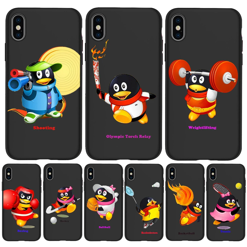 

Penguin motionl Spider-Man for iPhone 11 Pro Cover Xr Xs Max X 6 6S Plus 5 5S SE TPU For iphone 7plus phone case Black Silicone
