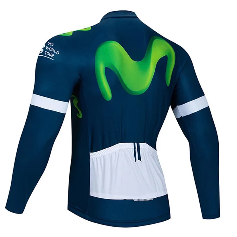 Movistar Pro team Велоспорт Джерси гоночный велосипед с длинным рукавом Зимняя Теплая Флисовая велосипедная одежда Maillot Ropa Ciclismo Hombre D4