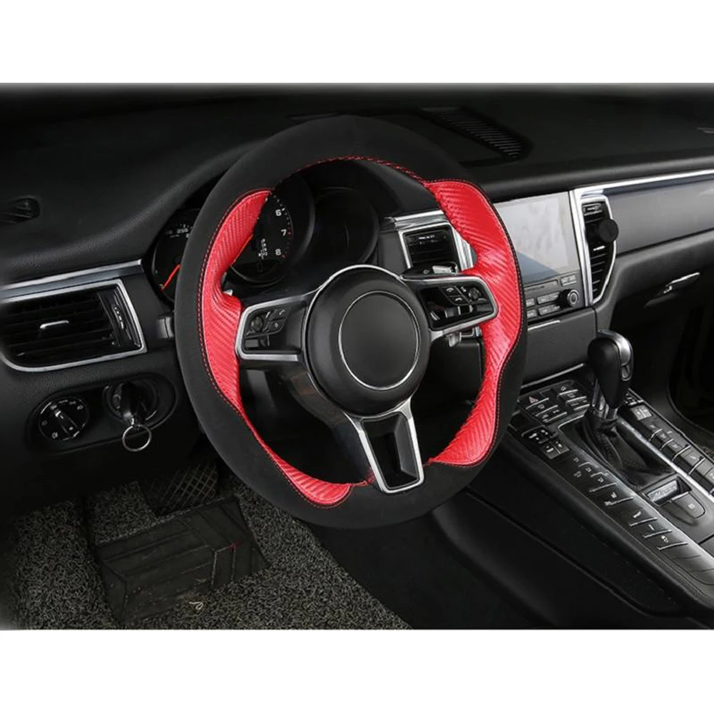Stylish Hand Sewing Leather Car Steering Covers Anti-slip for Porsche Cayenne for DIY