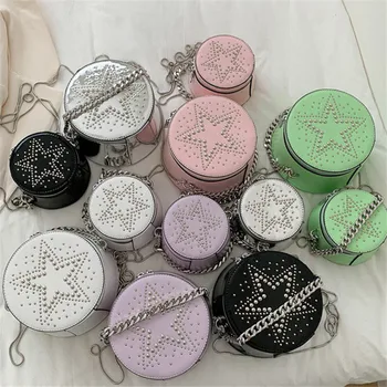 

Small Bag 2020 New Fashion Casual Small Round Bag Unique Designer Chain Rivet Spring and Summer Shoulder Messenger Bag Louis Bag