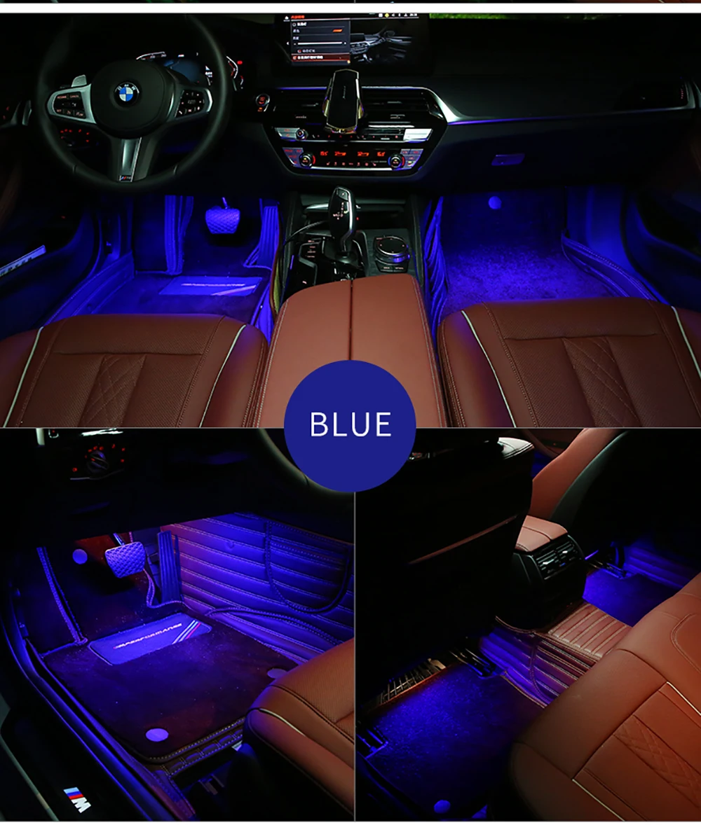 Car Led Interior Decorative Ambient Lights Backlight EL Neon Strip RGB Multiple Modes App Sound Control Auto Atmosphere Lamps dodge charger headlights