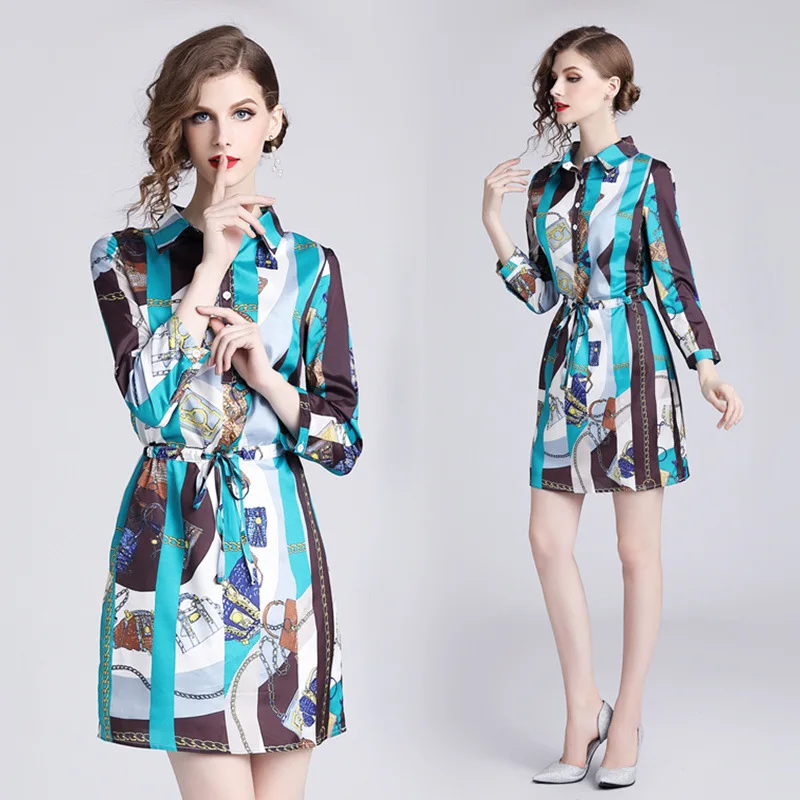 

Europe And America Western Style WOMEN'S Dress 2020 Spring New Products-Style Floral Printed Dress Women's