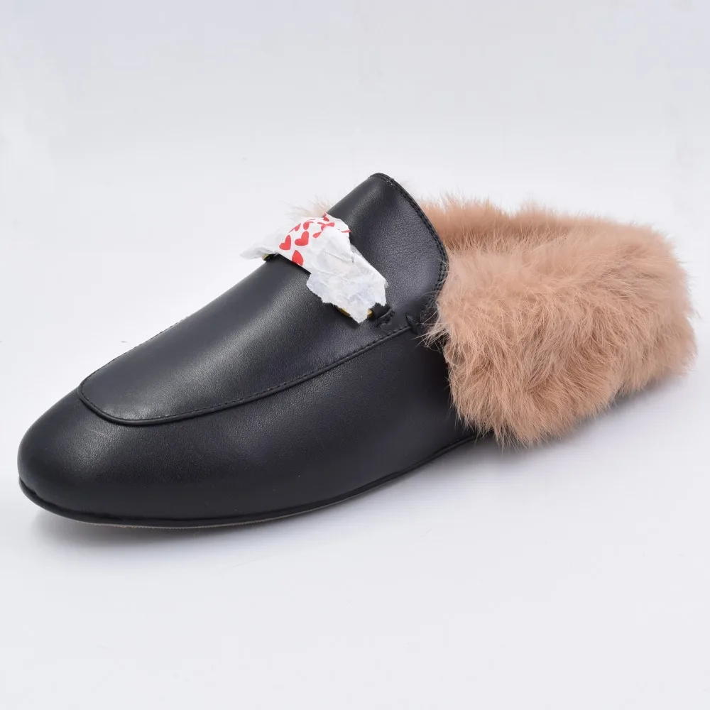 LOVIRS Women Mule Slippers Warm Goat Suede Genuine Leather Real Cony Fur Fashion with For 34-43 | Обувь