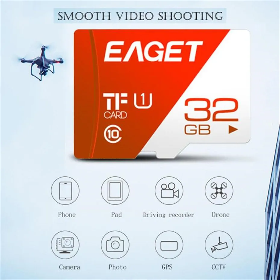 EAGET T1 картой Micro sd объемом 16 Гб оперативной памяти, 32 Гб встроенной памяти, 64 ГБ 100 МБ/с. слот для карт памяти 128 ГБ 256 Class10 UHS-1, мicro sd, TF карта cartao de memoria