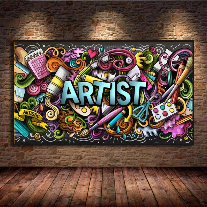 Graffiti Street Art DIY Diamond Painting Cartoon Pop Poster 5D Embroidery Cross Stitch Mosaic Set Room Decoration | Дом и сад