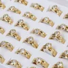 Wholesale 12Sets Cubic Zircon Stainless Steel Rings Men Women Wedding Jewelry FREE Shipping 4