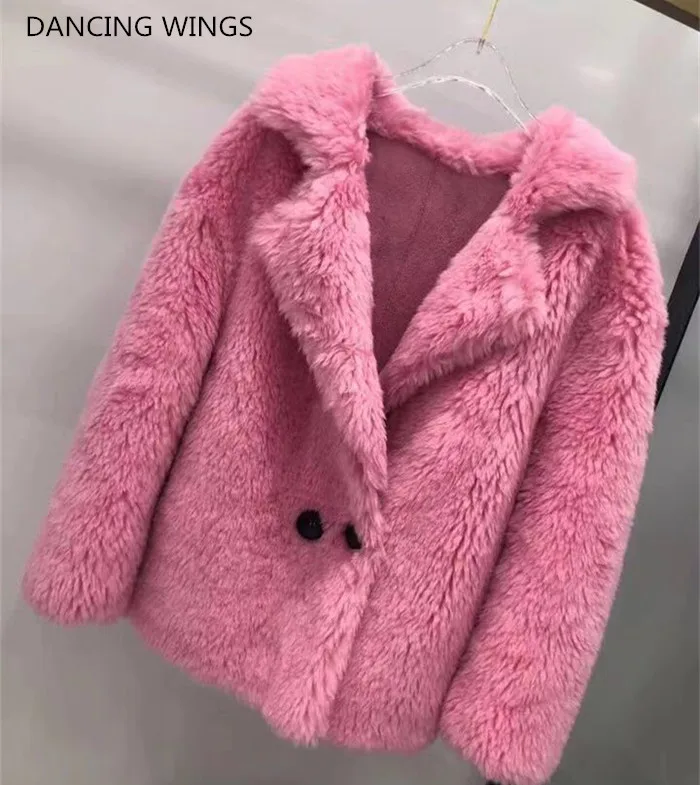 

100% Women's Real Wool Fur Coat Autumn Winter Double-faced Fur Genuine Leather Jacket winter clothes women