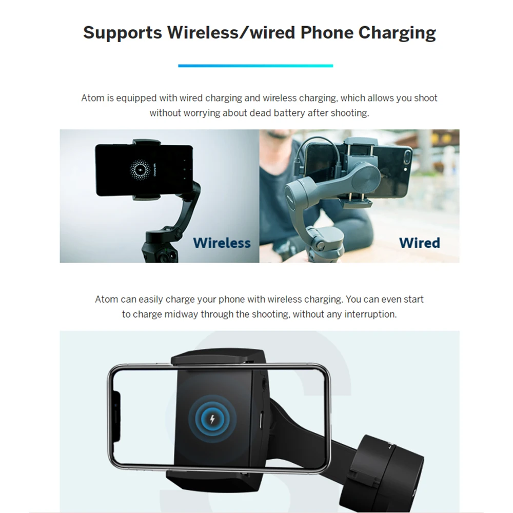  Foldable Atom 3-Axis Pocket-Sized Smartphone Handheld Gimbal Stabilizer For IPhone Samsung Huawei X