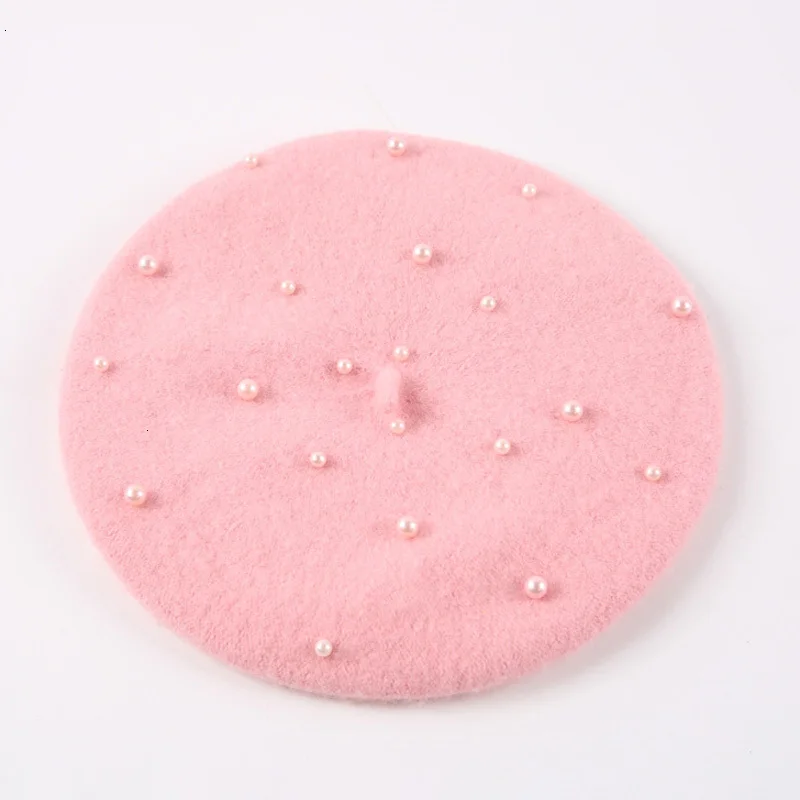 Модная детская шапка с жемчугом, шерсть, яркие цвета, берет для маленьких девочек, детская шапка для девочек 3-8 лет