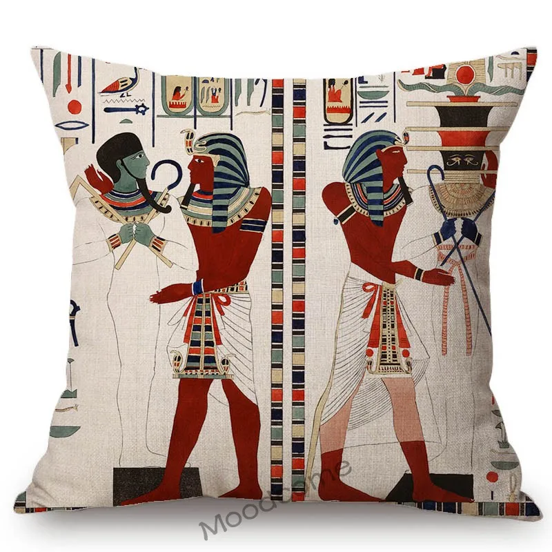 

Ancient Egypt Pharaoh Hieroglyphs Africa Culture Art Home Decorative Sofa Throw Pillow Cover Wall Painting Linen Cushion Cover