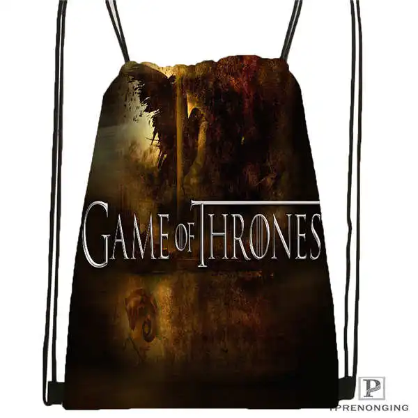 Drawstring Backpack Пользовательская Игра престолов@ 01-походная сумка на шнурке милый рюкзак для детей(черная спинка) 31x40 см#180611-01-29 - Цвет: Drawstring Backpack
