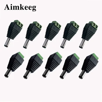 

10PCS DC Power Male Plug Jack Adapter Connector Plug 5.5*2.1mm Male DC Power Plug for CCTV Single Color LED Light