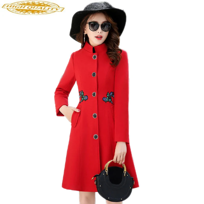 Casaco Feminino Wollen Jas Vrouwen Borduren Lange Roze Zwart Rood Jas Nieuwe Mode Vrouwen Jas Abrigos Uitloper KJ170 Casaco Feminino Wollen Jas Vrouwen Borduren Lange Roze Zwart Rood Jas Nieuwe Mode Vrouwen Jas Abrigos Uitloper KJ170