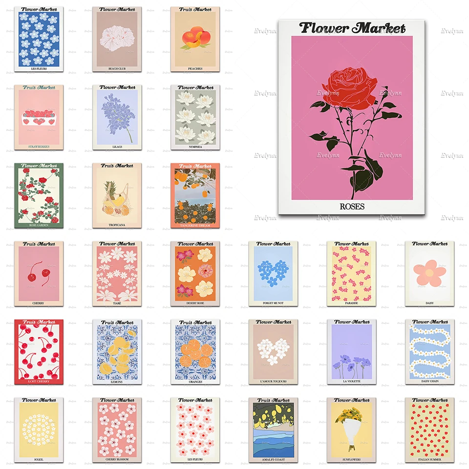 Постер на фруктовый рынок постер цветочный Matisse вишня Маргаритка клубника