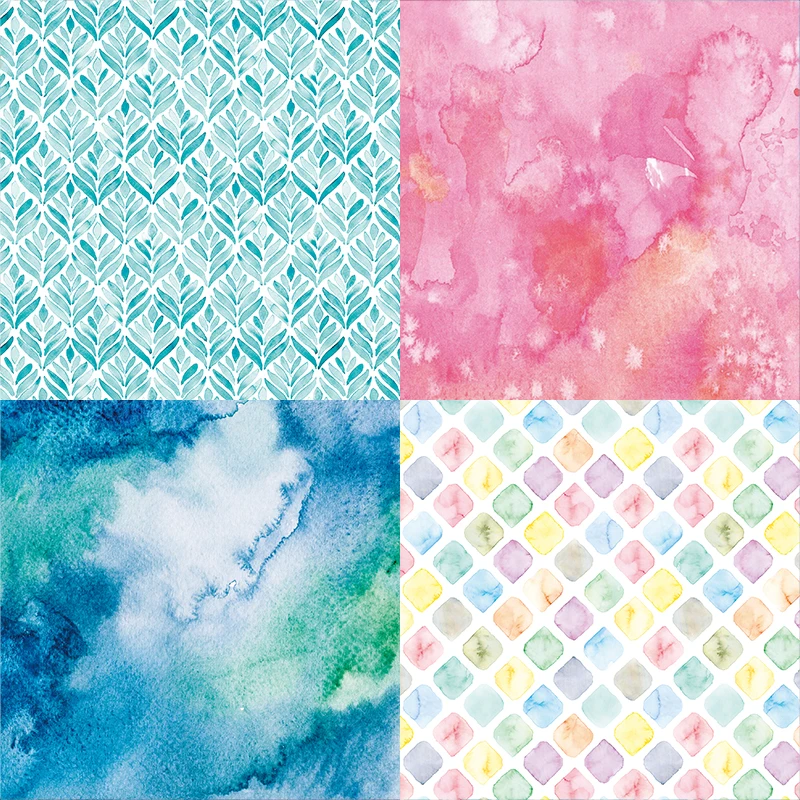 Watercolor Mixture Paper Scrapbook Patterned Paper Pack 24 sheets 6"X6"