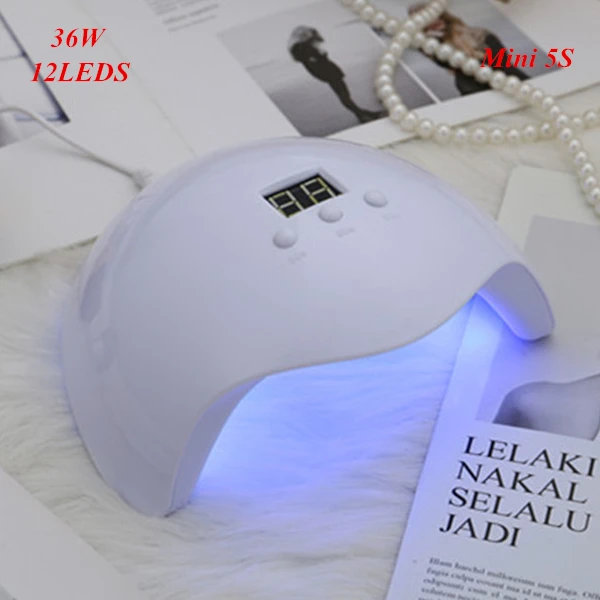 Mini 5S Горячая 36 Вт УФ светодиодная лампа для сушки ногтей для всех типов геля 12 светодиодов УФ лампа для маникюрной машины отверждаемая лампа таймер установка лампы - Цвет: Mini 5S