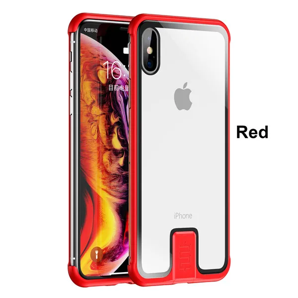 Безрамный металлический чехол Xr для iPhone X, чехол из прозрачного закаленного стекла, тонкий чехол для iPhone 7, 8 Plus, X, Xr, Xs Max, Funda Capa - Цвет: Red